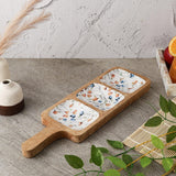 Wooden 3- Part Paddle Platter- Spring Meadow - The Decor Mart