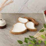 Wooden Tri Leaf Serving Platter - White - The Decor Mart