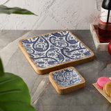 Square Dip Bowl Platter- Royal Blue Paisley - The Decor Mart