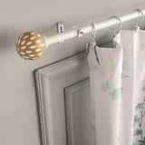White Distressed Wooden Finial Extendable Single Curtain Rod White 19MM (Hardware Included) - The Decor Mart