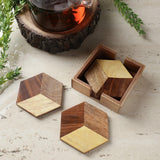 Wooden Hexa Coaster- Set Of 4 - The Decor Mart