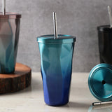 Stainless Steel Diamond SS Tumbler- Blue - The Decor Mart