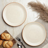 Ceramic Minimal Brown Rim Quarter Plate- Set Of 2 - The Decor Mart