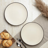 Ceramic Minimal Black Rim Dinner Plate- Set Of 2 - The Decor Mart