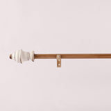 White Distressed Vintage Wooden Finial Extendable Single Curtain Rod Beige 19MM (Hardware Included) - The Decor Mart