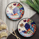 Ceramic Folk Handpainted Dinner Plate- Set of 2 - The Decor Mart