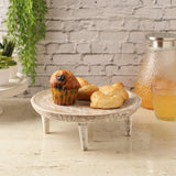 Wooden Platter Distressed White - The Decor Mart
