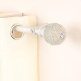 Beaded Finial Extendable Curtain Rod White 25MM (Hardware Included) - The Decor Mart
