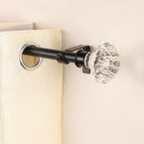 White Bloom Finial Extendable Curtain Rod Black 25MM (Hardware Included) - The Decor Mart