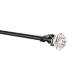 White Bloom Finial Extendable Curtain Rod Black 25MM (Hardware Included) - The Decor Mart