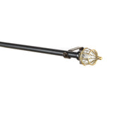 Gold Bullet Finial Extendable Curtain Rod Black 25MM (Hardware Included) - The Decor Mart