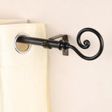 Spiral Metal Finial Extendable Curtain Rod Black 19MM (Hardware Included) - The Decor Mart