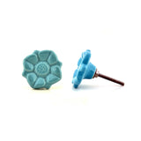 Blue Flora Drawer Knob- Set Of 4 - The Decor Mart