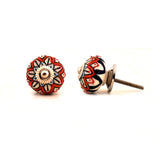 Orange Ceramic Decorative Knobs - Set Of 4 - The Decor Mart