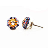 Orange & Black Ceramic Drawer Knobs - Set Of 4 - The Decor Mart