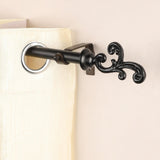 Regal Metal Finial Extendable Curtain Rod Black 25MM (Hardware Included) - The Decor Mart