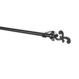 Regal Metal Finial Extendable Curtain Rod Black 25MM (Hardware Included) - The Decor Mart