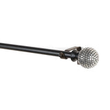 Silver Stud Ball Extendable Curtain Rod Black 25MM (Hardware Included) - The Decor Mart