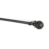 Perforated Black Metal Finial Extendable Curtain Rod Black 19MM (Hardware Included) - The Decor Mart
