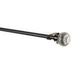 Metal Ribbed Finial Extendable Curtain Rod Black 19MM (Hardware Included) - The Decor Mart