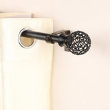 Ventilia Metal Finial Extendable Curtain Rod Black 25MM (Hardware Included) - The Decor Mart