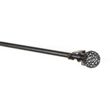 Ventilia Metal Finial Extendable Curtain Rod Black 25MM (Hardware Included) - The Decor Mart