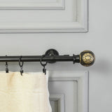 Mughal Metal Extendable Double Curtain Rod Black 25MM (Hardware Included) - The Decor Mart