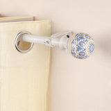 Rococo Ceramic Finial Extendable Curtain Rod White 19MM (Hardware Included) - The Decor Mart 