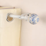 Rococo Ceramic Finial Extendable Curtain Rod White 19MM (Hardware Included) - The Decor Mart