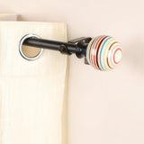 Colour Pop Finial Extendable Curtain Rod Black 19MM (Hardware Included) - The Decor Mart 
