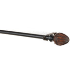 Brown Tusky Wood Finial Extendable Curtain Rod Black 25MM (Hardware Included) - The Decor Mart