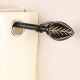 Manifesto Wooden Finial Extendable Curtain Rod Black 19MM (Hardware Included) - The Decor Mart