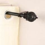 Conch Wood Finial Extendable Curtain Rod Black 19MM (Hardware Included) - The Decor Mart