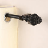 Epitome Wood Finial Extendable Curtain Rod Black 25MM (Hardware Included) - The Decor Mart
