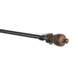 Carved Brown Wood Finial Extendable Curtain Rod Black 25MM (Hardware Included) - The Decor Mart