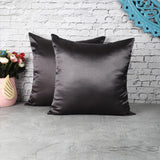 Satin Cushion Cover- Charcoal (Set of 2) - The Decor Mart