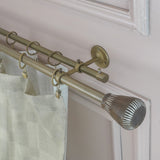 Tapered Natural Wooden Finial Extendable Single Double Curtain Rod Gold 19MM (Hardware Included) - The Decor Mart