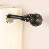 Mughal Metal Wood Blend Finial Extendable Curtain Rod Black 25MM (Hardware Included) - The Decor Mart
