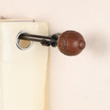 Flora Wooden Finial Extendable Curtain Rod Black 25MM (Hardware Included) - The Decor Mart