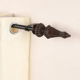 Regalia Wooden Finial Extendable Curtain Rod Black 19MM (Hardware Included) - The Decor Mart