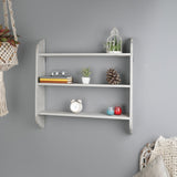 Wooden Shelf 3 Tier Wall Mounted - Grey - The Decor Mart