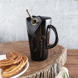 Ceramic Glazed Straw Mug- Black - The Decor Mart