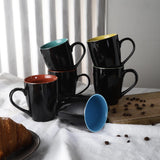 Ceramic Black Glazed Mug- Set of 6 - The Decor Mart