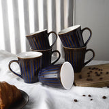 Ceramic Blue Gold Glazed Mug- Set of 6 - The Decor Mart
