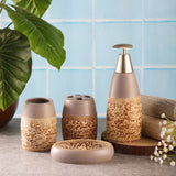Ceramic Emboss Bath Accessory Set- Grey