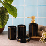 Ceramic Hex Bath Accessory Set- Black