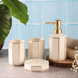 Ceramic Hex Bath Accessory Set- White