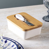 Ceramic Wood Lid Butter Dish