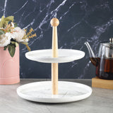 Ceramic Wood Two-Tier Cupcake Stand