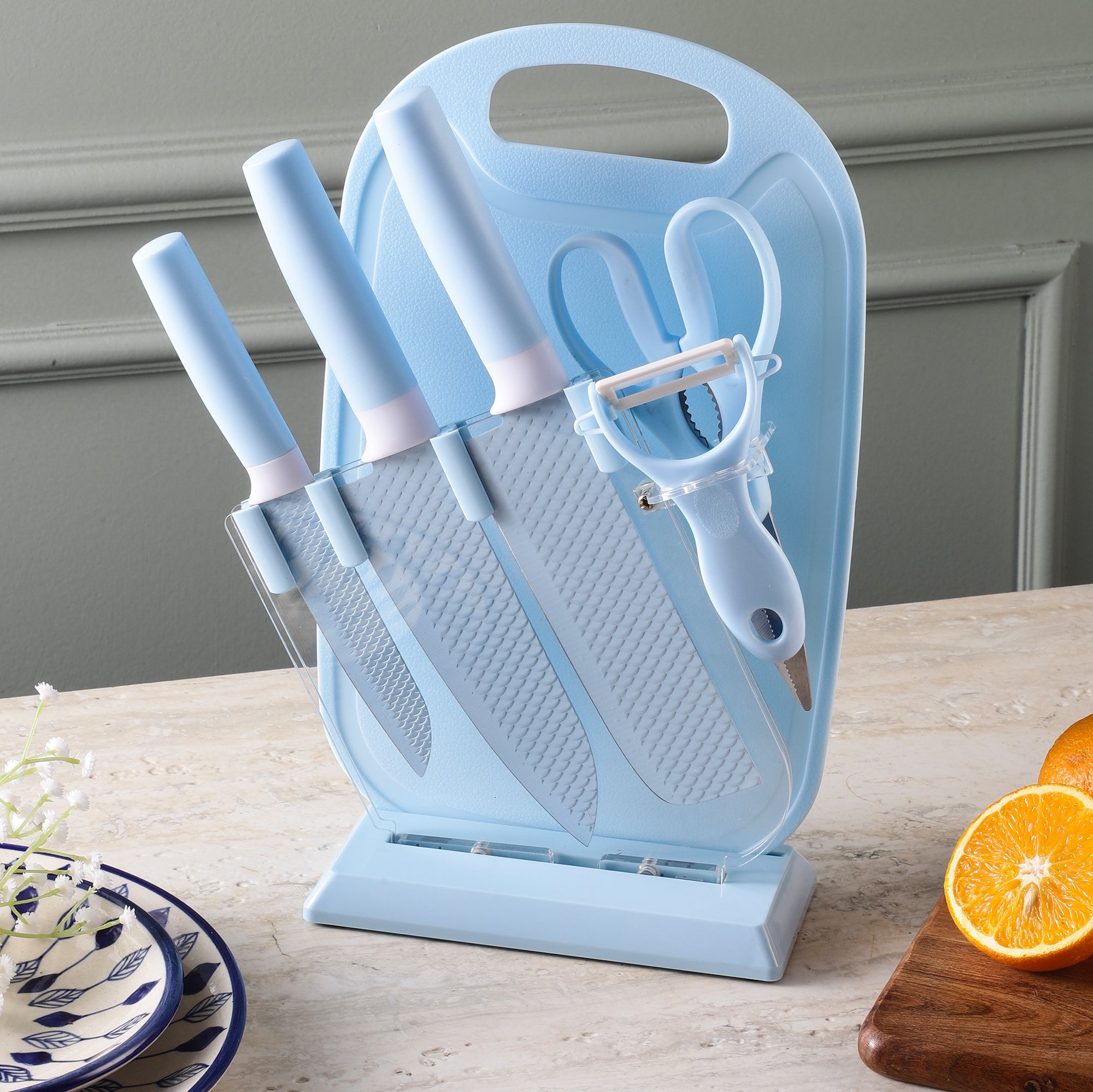 Blue Knife Set The Decor Mart